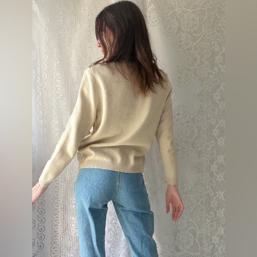 Vintage 90s Floral Patchwork Sweater Alfred Dunner Silk Blend - Picture 7 of 13